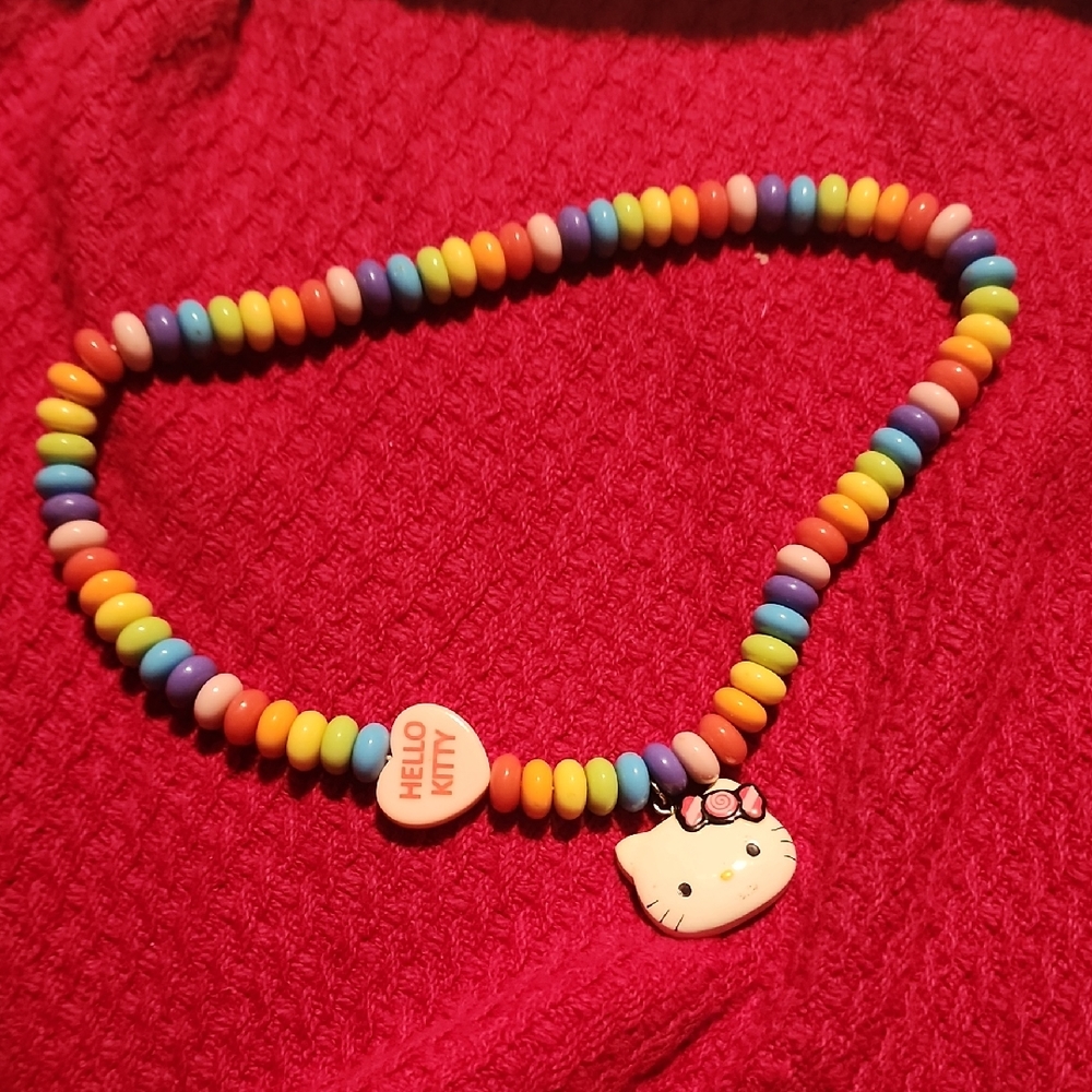 Hello Kitty Rainbow Beaded Necklace Vintage